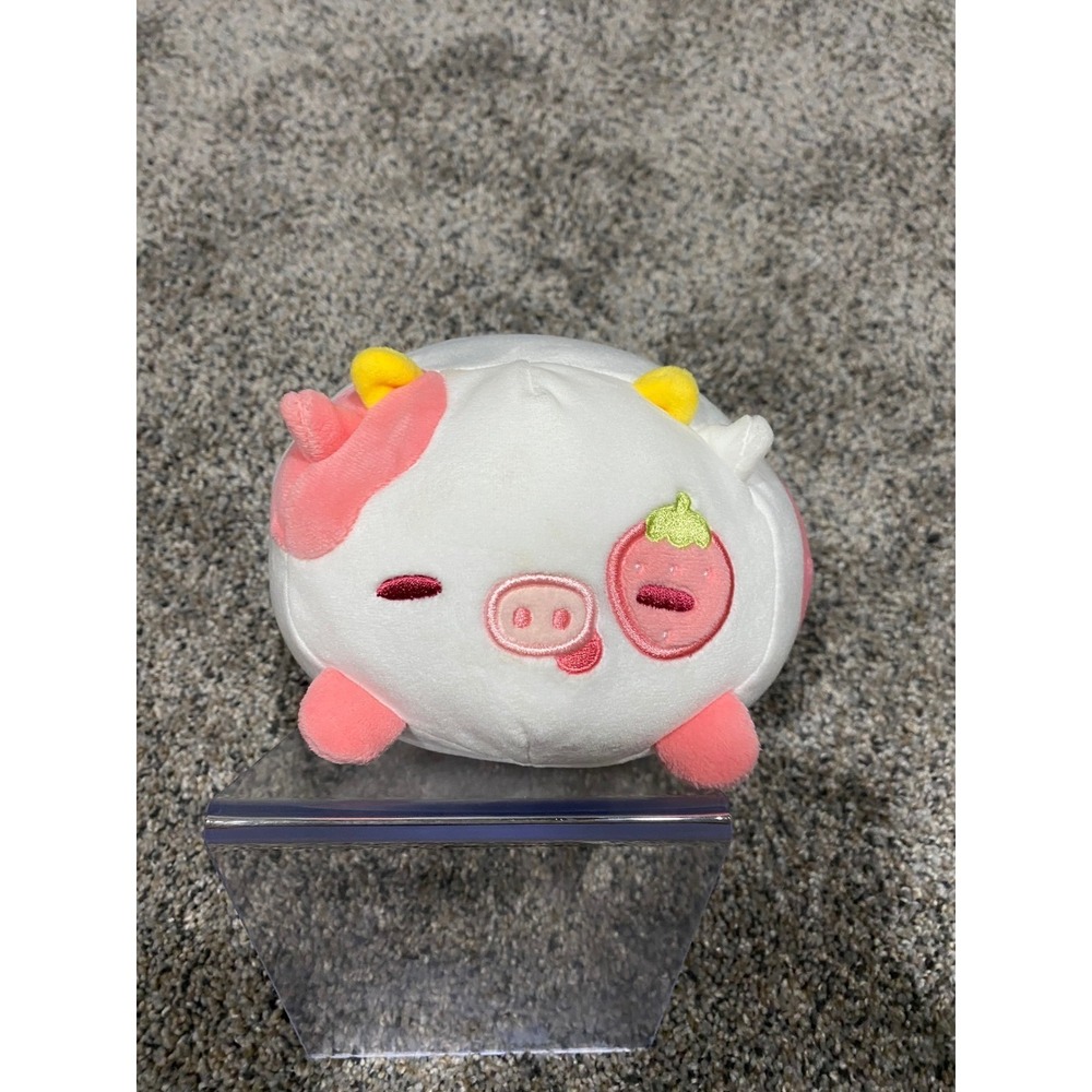 Mewaii Strawberry Cow Plush Pink Heart Spots Kawaii Stuffed Animal Long Pillow